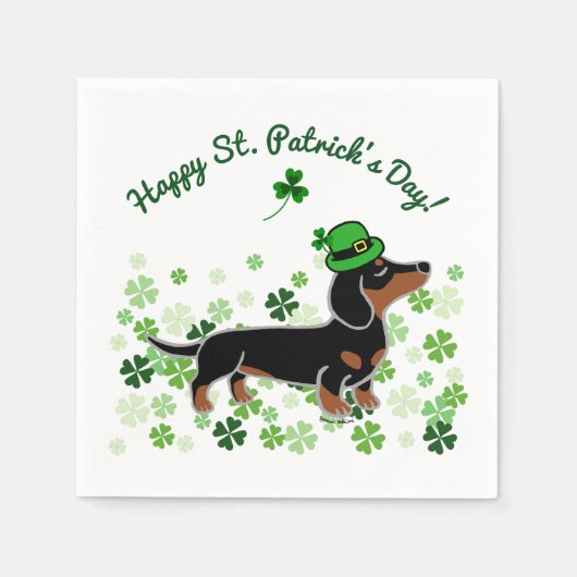 St. Patrick Day Dachshund Cartoon 5 Servetten (Voorkant)
