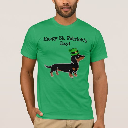 St. Patrick Day Dachshund Cartoon 5 T-shirt (Voorkant)