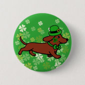St. Patrick Day Dachshund Cartoon 7 Ronde Button 5,7 Cm (Voorkant)