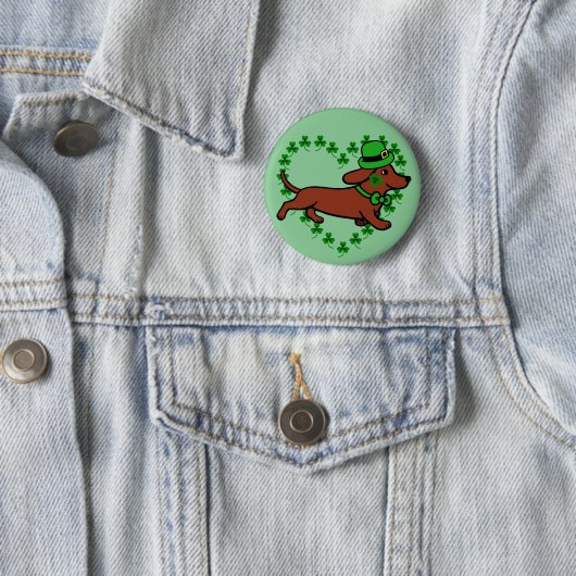 St. Patrick Day Dachshund Cartoon 7 Ronde Button 5,7 Cm (In situ)