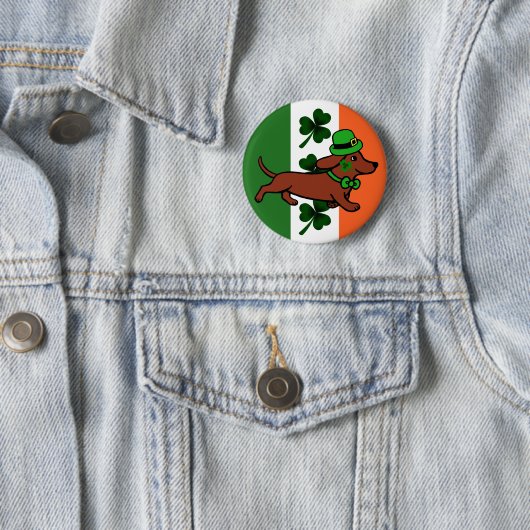 St. Patrick Day Dachshund Cartoon 7 Ronde Button 5,7 Cm (In situ)
