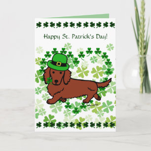 St. Patrick Day Dachshund Cartoon Kaart