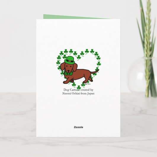 St. Patrick Day Dachshund Cartoon Kaart (Achterkant)