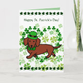 St. Patrick Day Dachshund Cartoon Kaart (Voorkant)