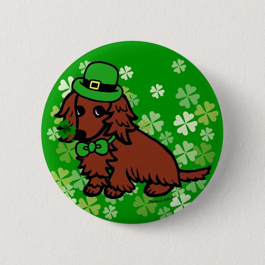 St. Patrick Day Dachshund Cartoon Ronde Button 5,7 Cm (Voorkant)