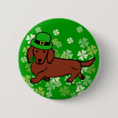 St. Patrick Day Dachshund Cartoon Ronde Button 5,7 Cm (Voorkant)