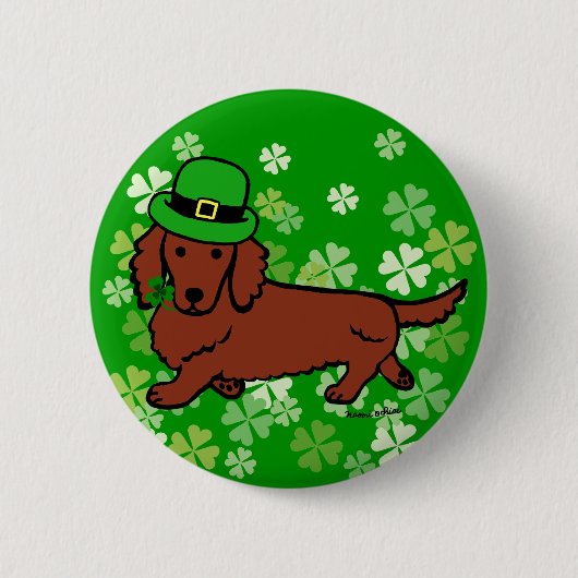 St. Patrick Day Dachshund Cartoon Ronde Button 5,7 Cm (Voorkant)
