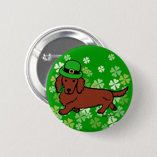 St. Patrick Day Dachshund Cartoon Ronde Button 5,7 Cm (Voorkant /achterkant)