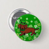 St. Patrick Day Dachshund Cartoon Ronde Button 5,7 Cm (Voorkant /achterkant)