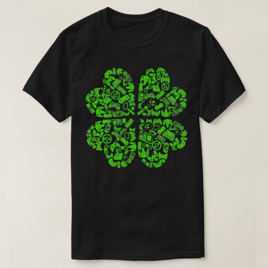 St Patrick Day Gaming 4 Leaf Clover Shamrock Funny T-shirt (Design voorkant)