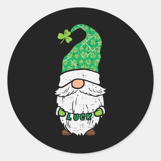 St Patrick Day Gnome Lucky Saint Paddys Mannen Ronde Sticker (Voorkant)