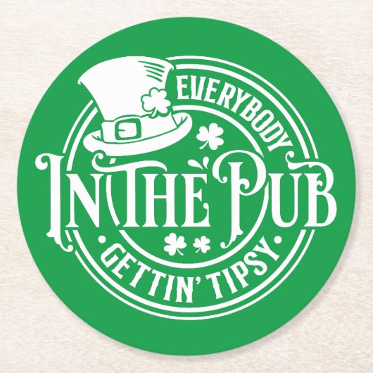 St. Patrick Day - Grappige Tipsy Tavern Onderzette Ronde Kartonnen Onderzetter (Voorkant)