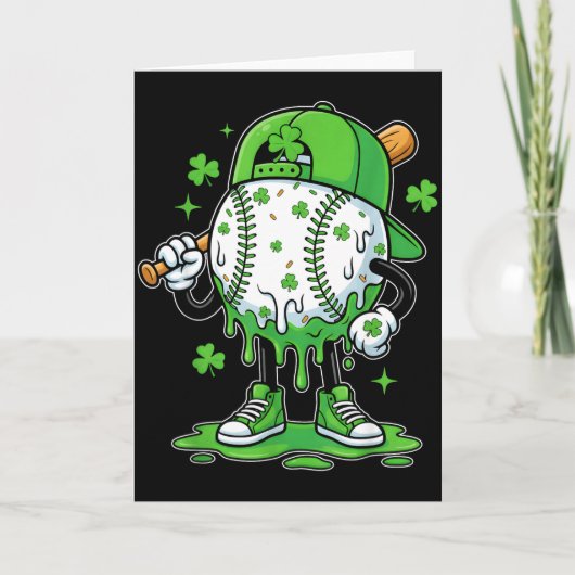 St Patrick Day Honkbal Drip Ijs Honkbal Ho Kaart (Voorkant)