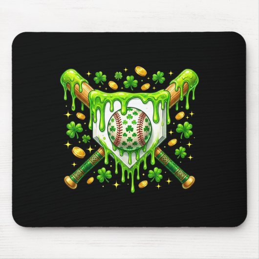 St Patrick Day Honkbal Drip Ijs Honkbal Ho Muismat (Voorkant)