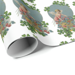 St. Patrick Day Irish Angels Shamrocks Flowers Cadeaupapier