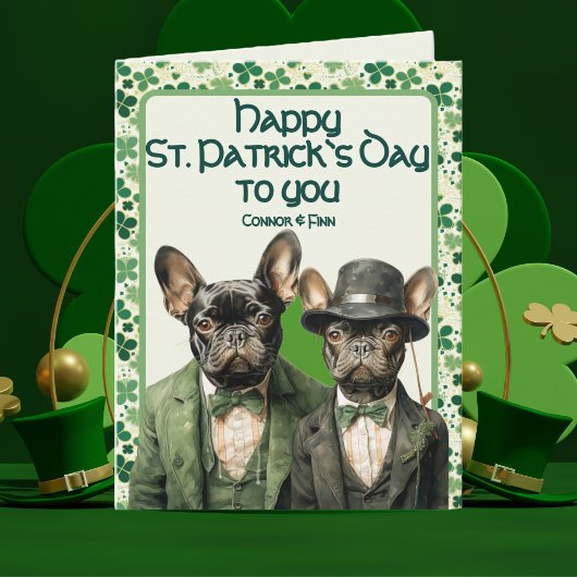 St. Patrick Day Irish Frenchie Dog Duo Kaart