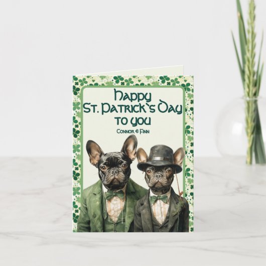 St. Patrick Day Irish Frenchie Dog Duo Kaart (Voorkant)