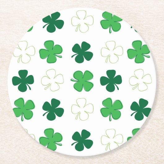 St. Patrick Day Irish Green Shamrocks Ronde Kartonnen Onderzetter (Voorkant)