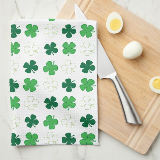 St. Patrick Day Irish Green Shamrocks Theedoek (Quarter Fold)