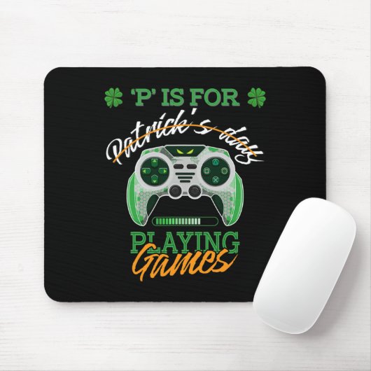 St Patrick Day Irish Kinderen Gamer P is voor het  Muismat (Met muis)