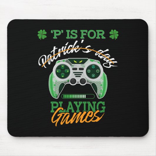 St Patrick Day Irish Kinderen Gamer P is voor het Muismat (Voorkant)