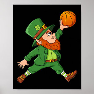 St Patrick Day Leprechaun Basketball Lucky Boys G Poster
