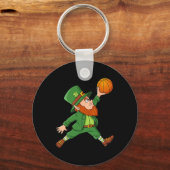St Patrick Day Leprechaun Basketball Lucky Boys G Sleutelhanger (Achterkant)