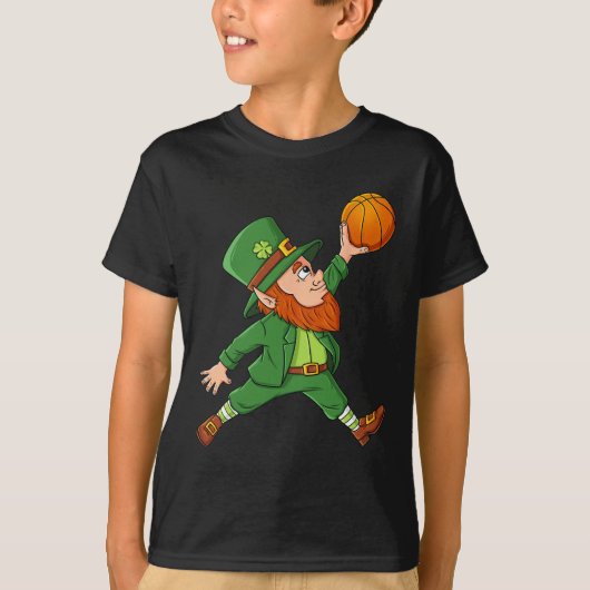 St Patrick Day Leprechaun Basketball Lucky Boys G T-shirt (Voorkant)