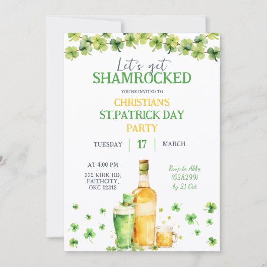 St Patrick Day Let's Get Shamrocked Party Kaart (Voorkant)