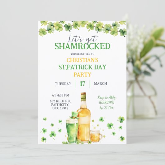 St Patrick Day Let's Get Shamrocked Party Kaart (Staand voorkant)