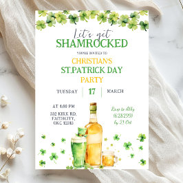 St Patrick Day Let's Get Shamrocked Party Kaart