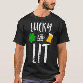 St Patrick day lucky and bed drinking T-shirt (Voorkant)