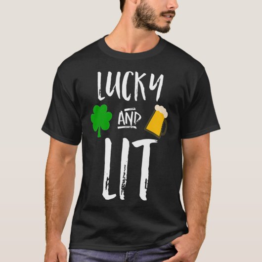 St Patrick day lucky and bed drinking T-shirt (Voorkant)