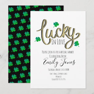 St Patrick Day Lucky in Love Gold Vrijgezellenfees Kaart