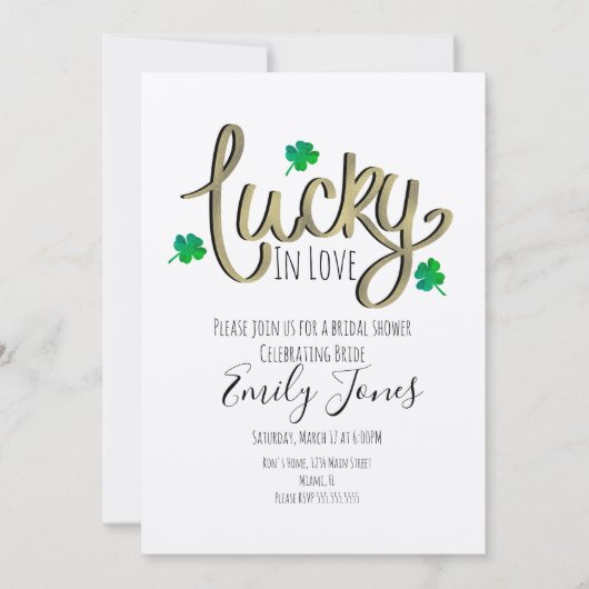 St Patrick Day Lucky in Love Gold Vrijgezellenfees Kaart (Voorkant)