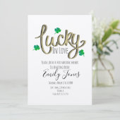 St Patrick Day Lucky in Love Gold Vrijgezellenfees Kaart (Staand voorkant)