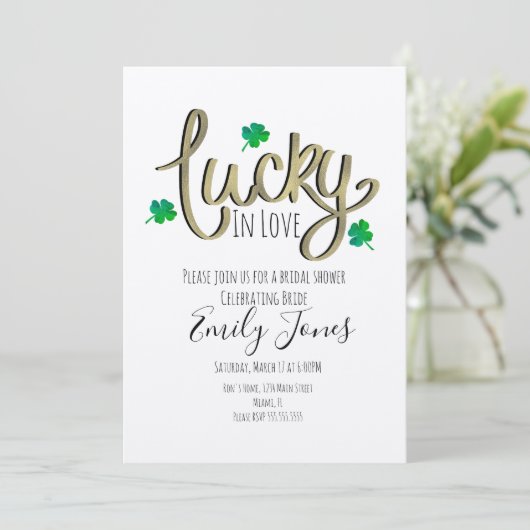 St Patrick Day Lucky in Love Gold Vrijgezellenfees Kaart (Staand voorkant)