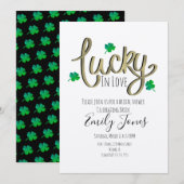 St Patrick Day Lucky in Love Gold Vrijgezellenfees Kaart (Voorkant / Achterkant)