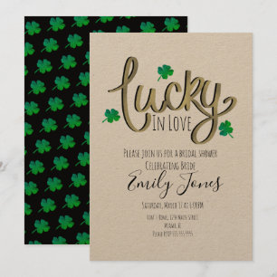 St Patrick Day Lucky in Love Gold Vrijgezellenfees Kaart