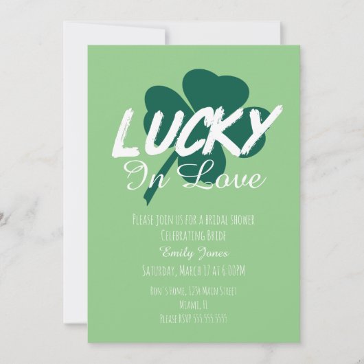 St Patrick Day Lucky in Love Green Vrijgezellenfee Kaart (Voorkant)