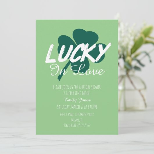 St Patrick Day Lucky in Love Green Vrijgezellenfee Kaart (Staand voorkant)