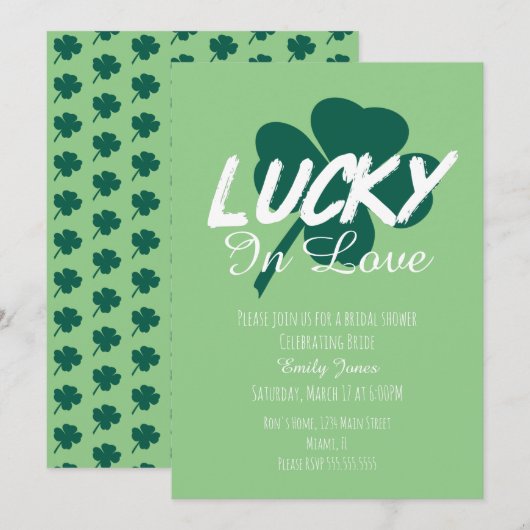 St Patrick Day Lucky in Love Green Vrijgezellenfee Kaart (Voorkant / Achterkant)
