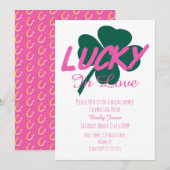 St Patrick Day Lucky Pink Bridal Shower Kaart (Voorkant / Achterkant)