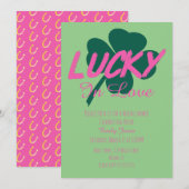 St Patrick Day Lucky Pink Bridal Shower Kaart (Voorkant / Achterkant)