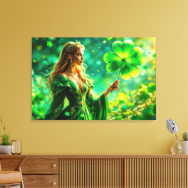 St Patrick Day mystieke prinses klaver magie Canvas Afdruk
