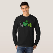 St Patrick Day Peace Love Shamrock Saint Paddy Men T-shirt (Voorkant volledig)