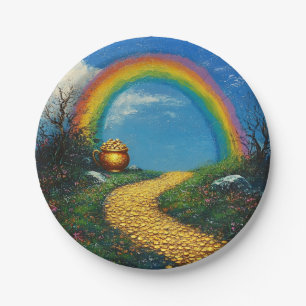 St. Patrick Day Rainbow & Pot of Gold voor elke le Papieren Bordje