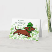 St. Patrick Day Red Smooth Dachshund Kaart (Voorkant)