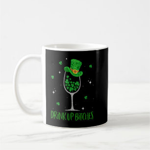 St Patrick Day Shamrock Wine Glass Drink Up Leprec Koffiemok