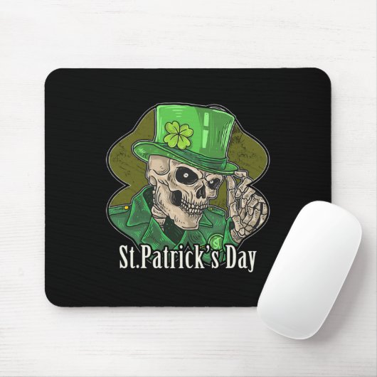 St. Patrick Day Skeleton Clover Fun Sarcastisch Muismat (Met muis)